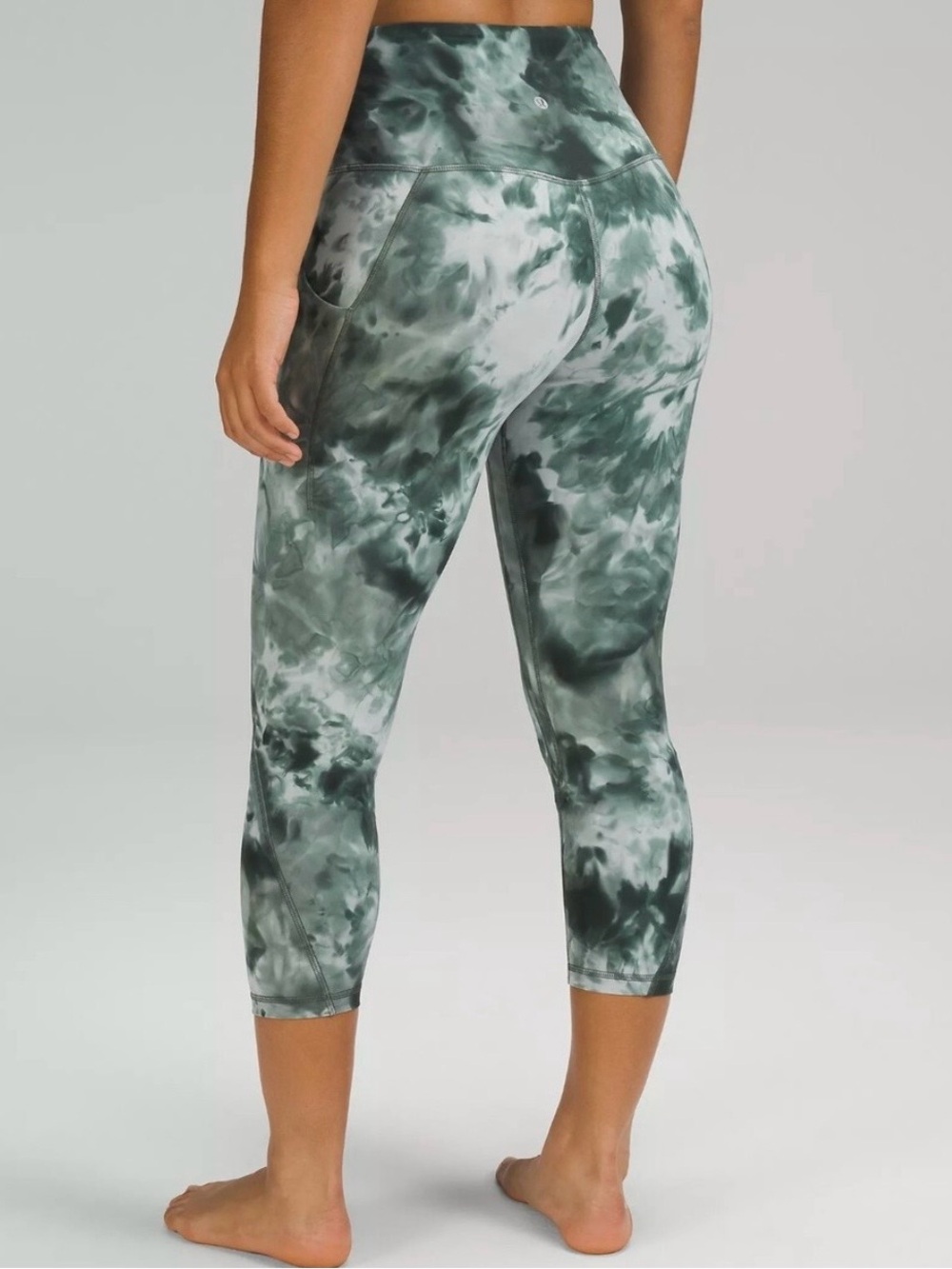 Lululemon Align High Rise Pant 25” Green Tie Die Side Pockets Plus Size 20